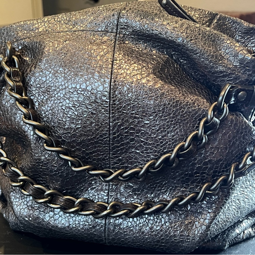 Coach Rare Limited Edition Pewter Python Print Bag - image 3